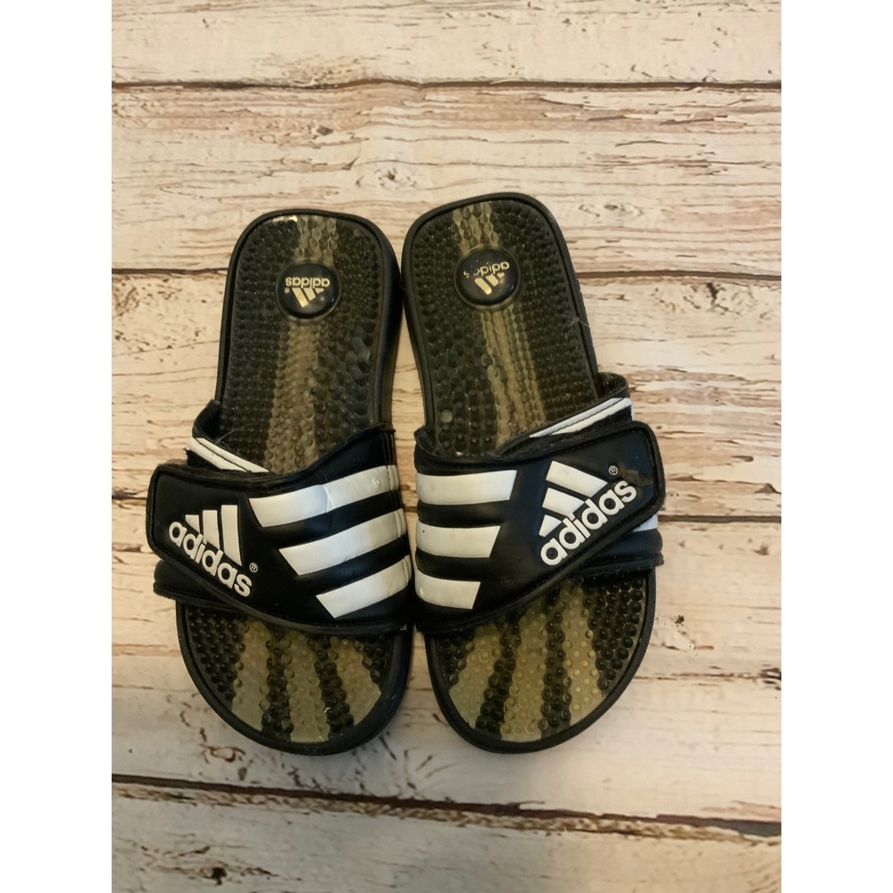 Adidas Adissage Slides Black White Massage Footbed Sandals 045245 Size 6